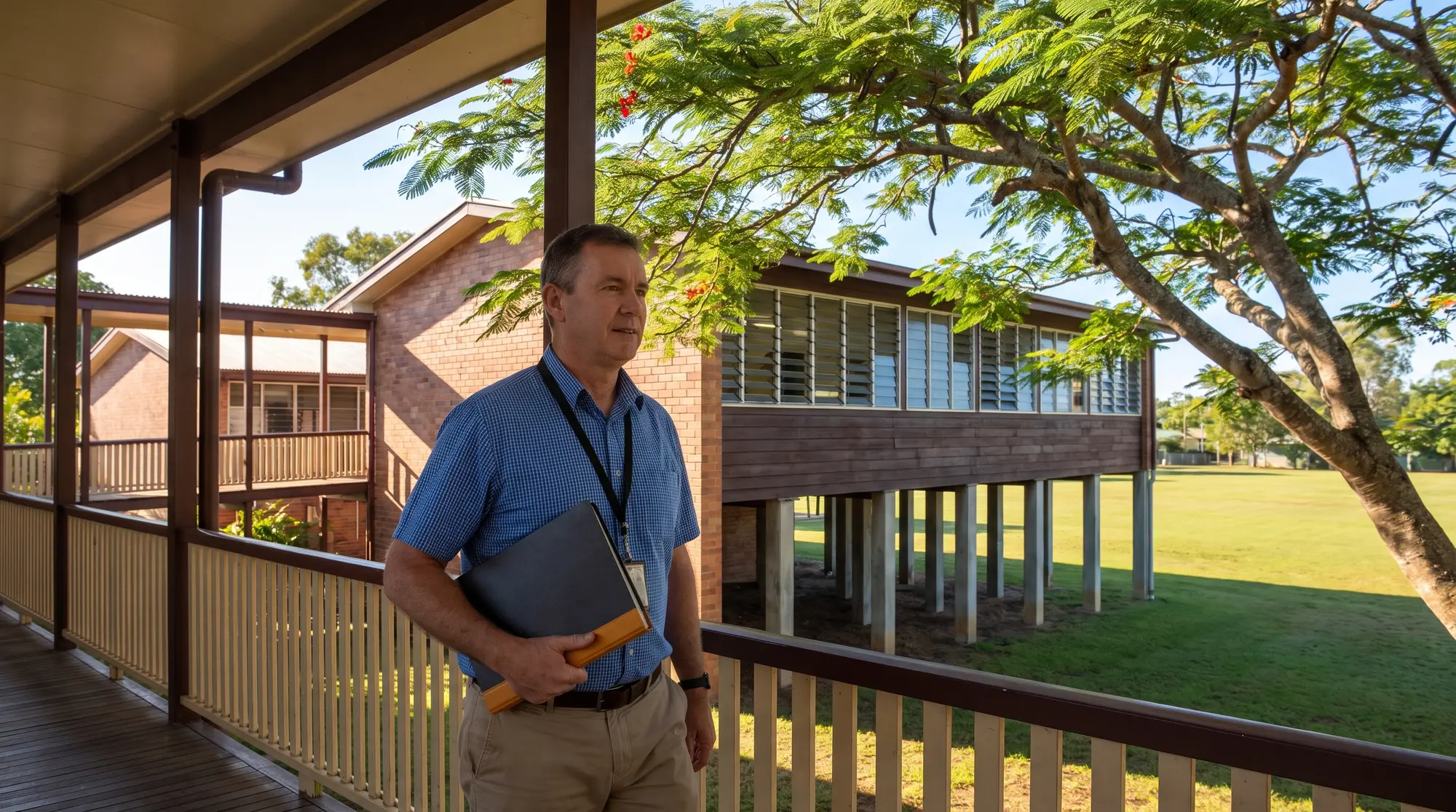 Business manager on a Queensland school breezeway